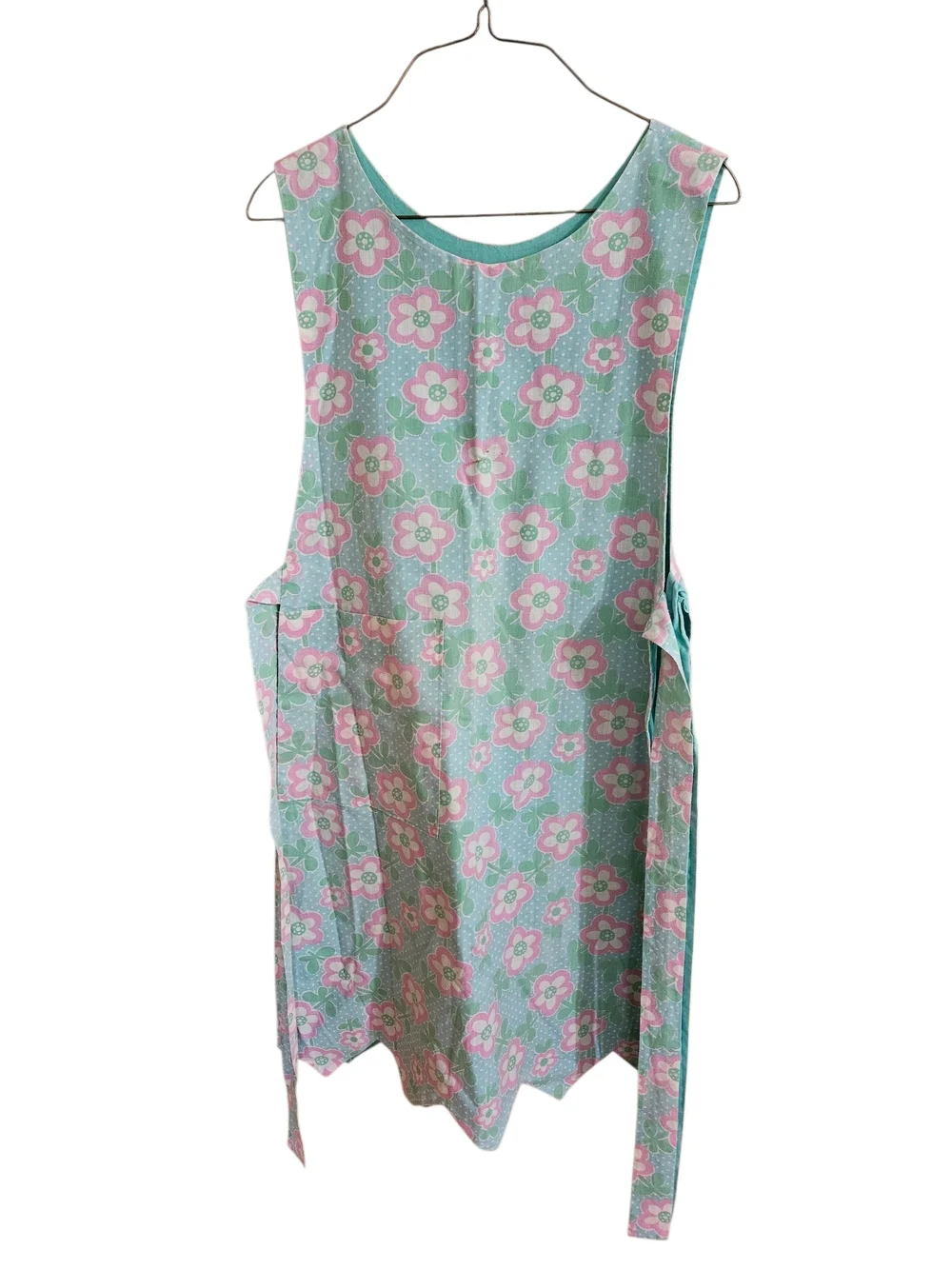 Vintage Grandma Apron Teal And Pink